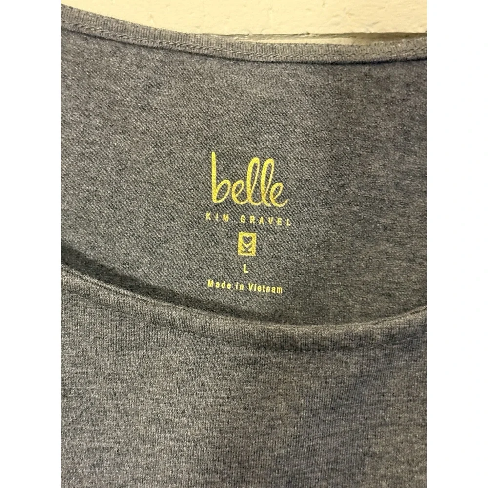 Belle by Kim Gravel Size Large TripleLuxe Knit Top  Grommet Side Tie Gray